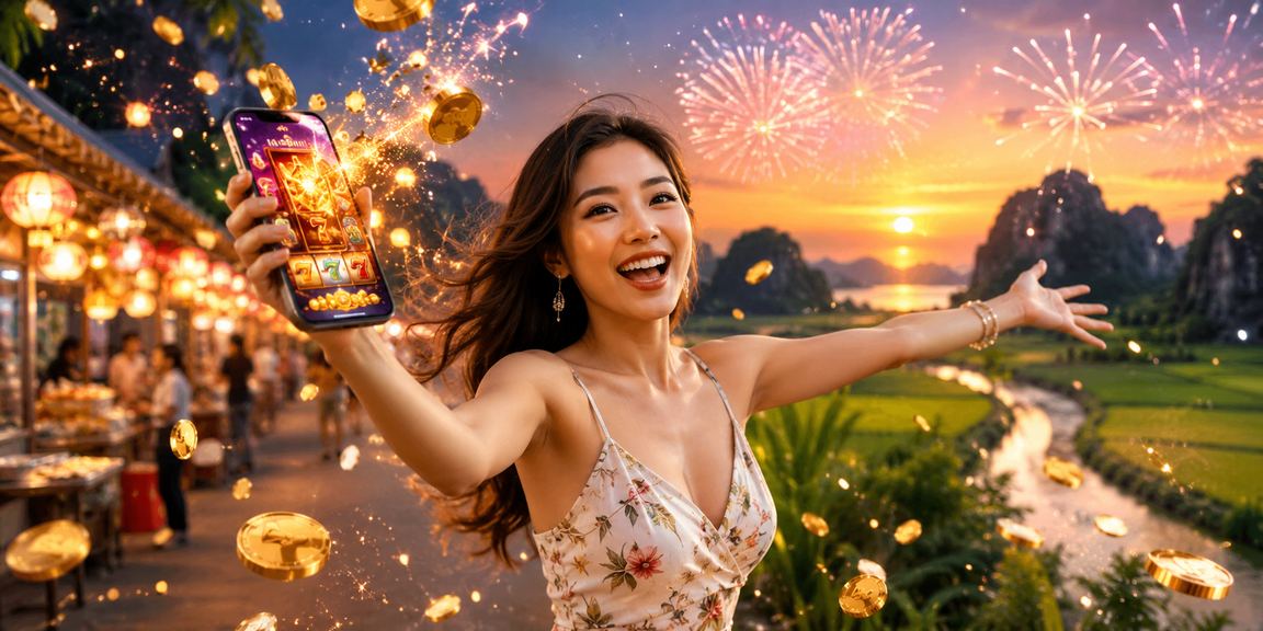 Người chơi slot game tại chợ đêm Ninh Bình trên điện thoại di động